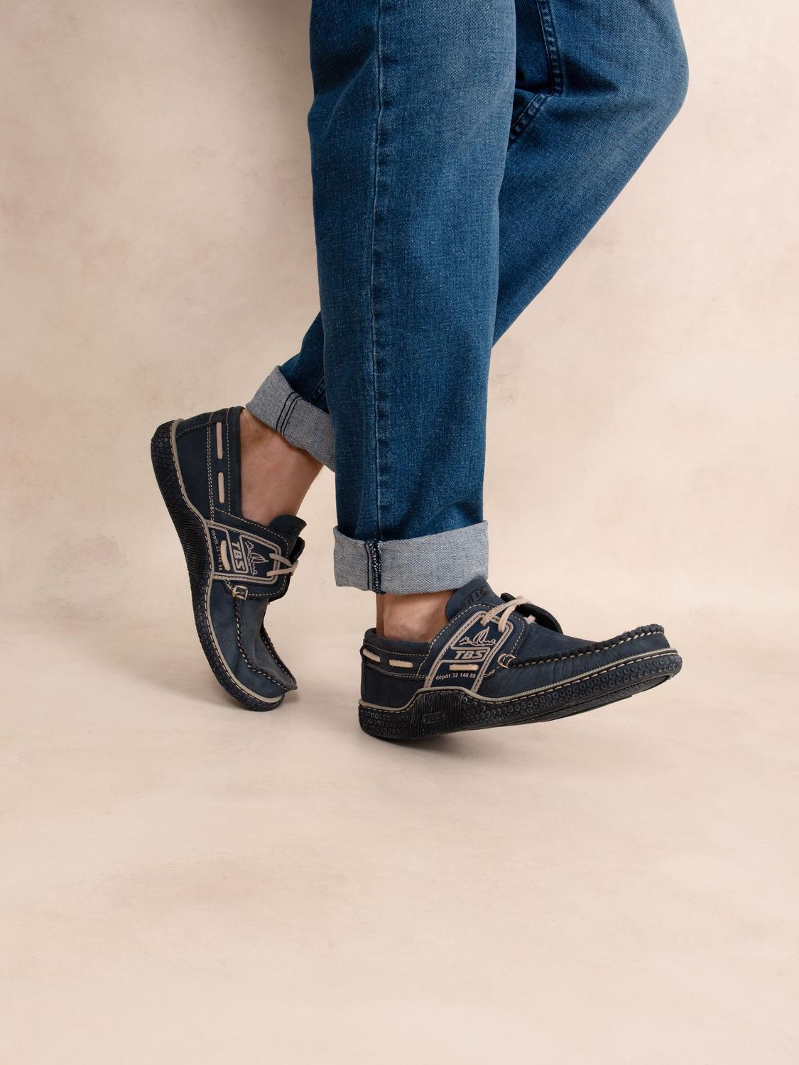 Chaussures Bateau Homme Cuir Marine et Beige GLOBEK