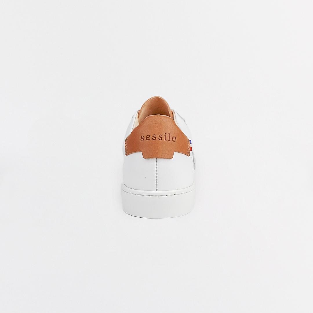 Tennis Cuir Fabrication Française Blanc Gris SESSILE