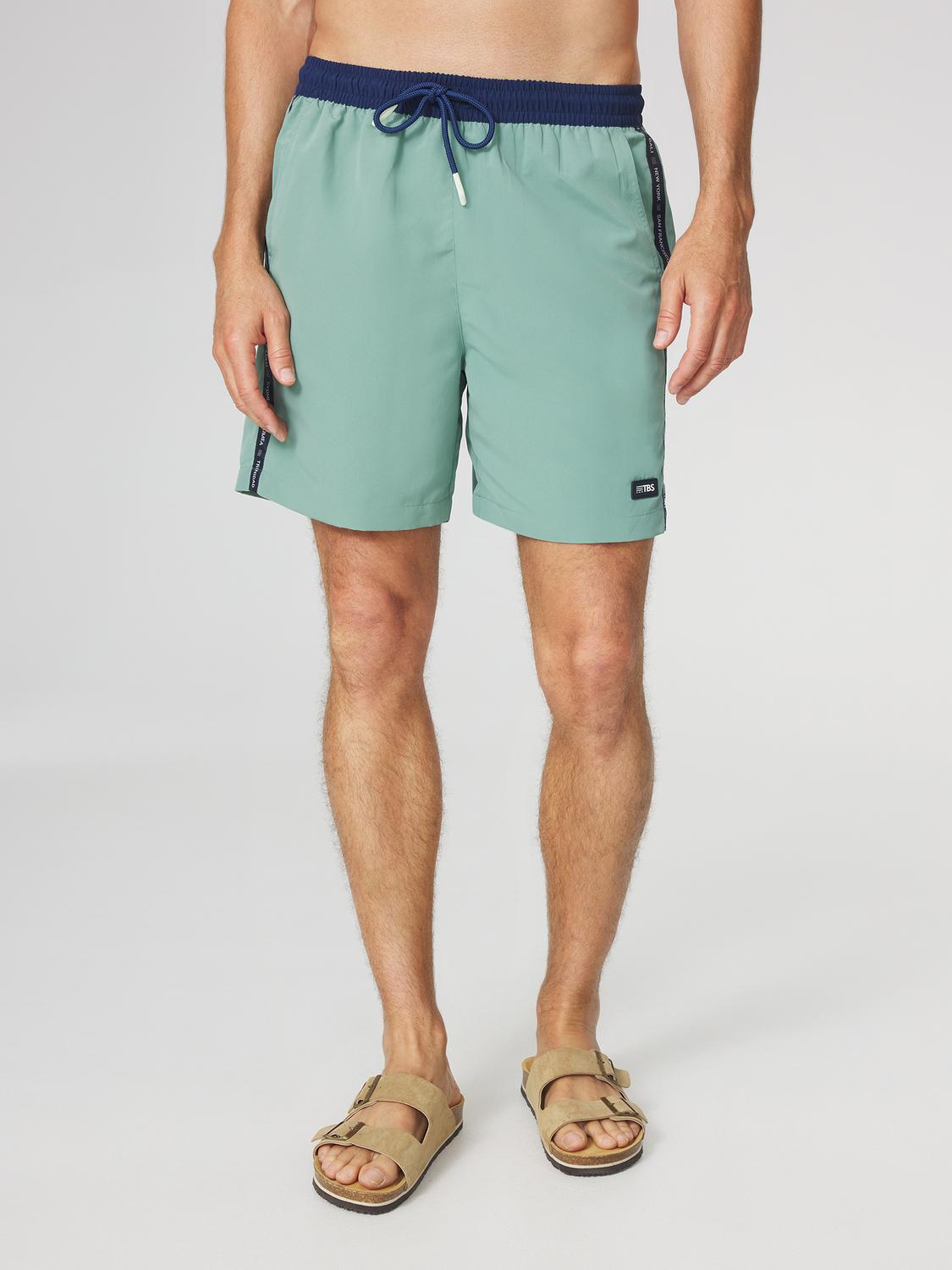 Short de Bain Homme Fabrication Française Cordon ressérrage Ceinture Elastiquée Vert THOMAS