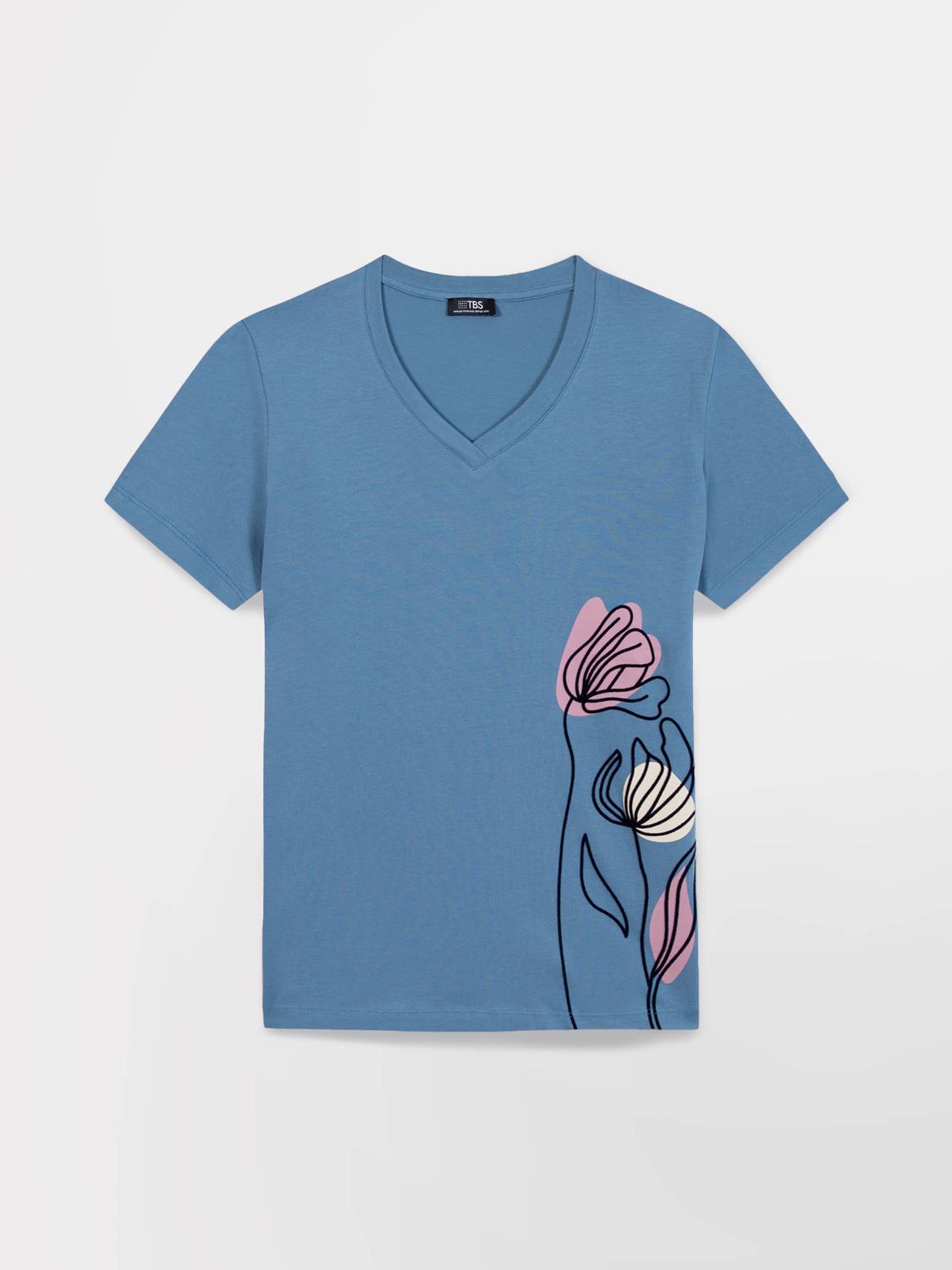 Tee Shirt Celeste Manches Courtes Bleu MELBATEE