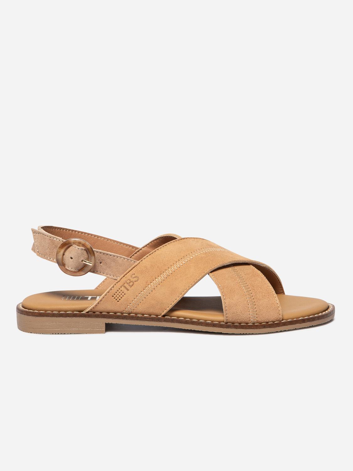 Sandales plates femme noisette ASSIANE