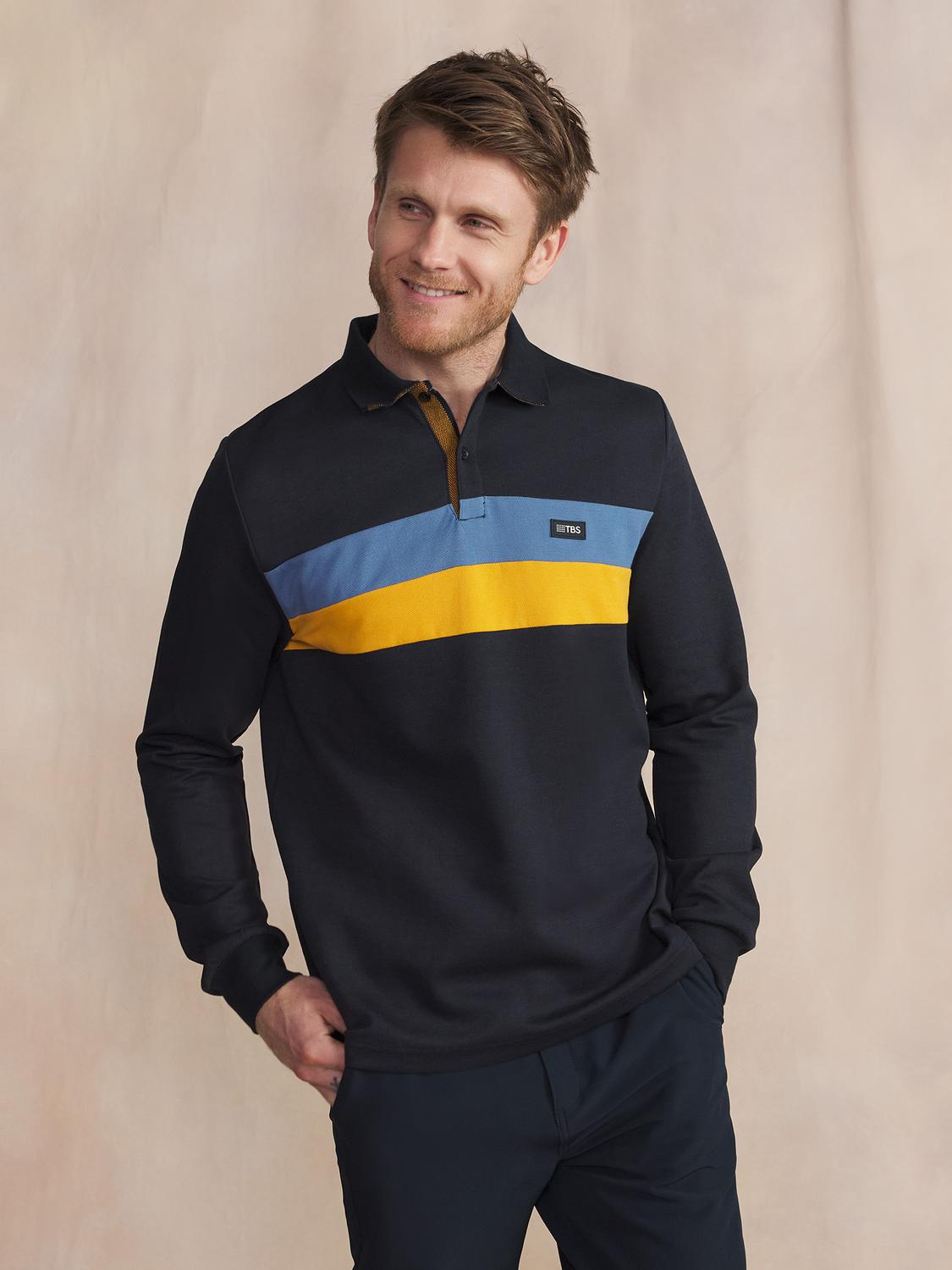 Polo Marine Manches Longues Bleu JADENPOL Polo Marine Manches Longues Bleu JADENPOL