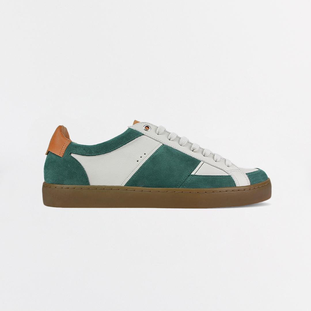 Tennis Cuir Fabrication Française Crème vert SESSILE Tennis Cuir Fabrication Française Crème vert SESSILE