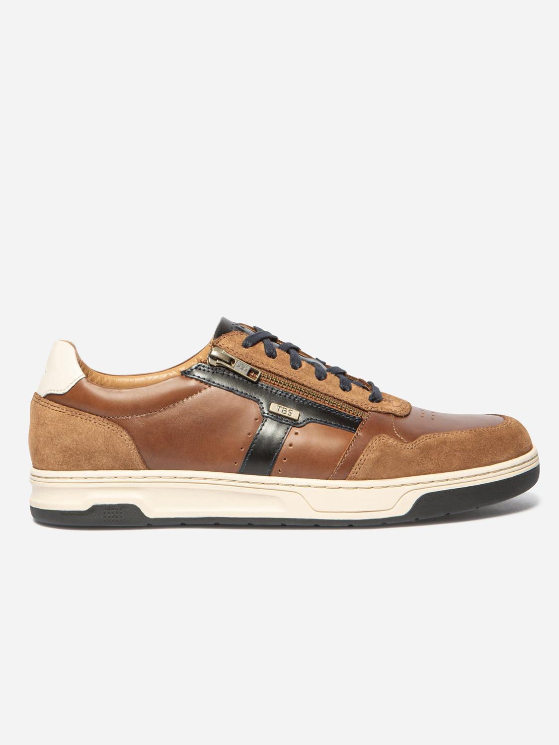 Baskets Homme Zippées Cuir Marron THEOZIP Baskets Homme Zippées Cuir Marron THEOZIP