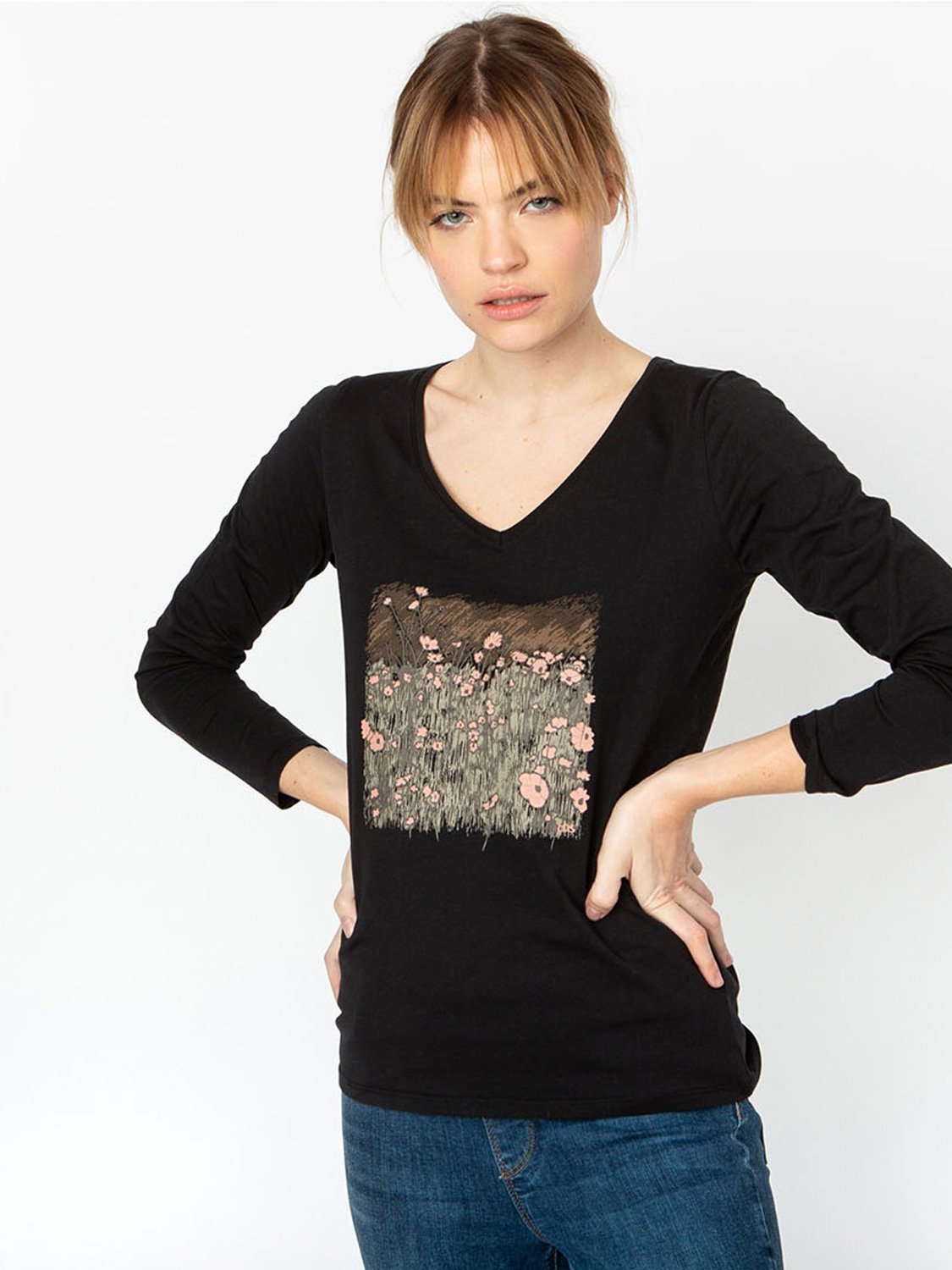 Tee-Shirt Femme A motif Coton Biologique Noir