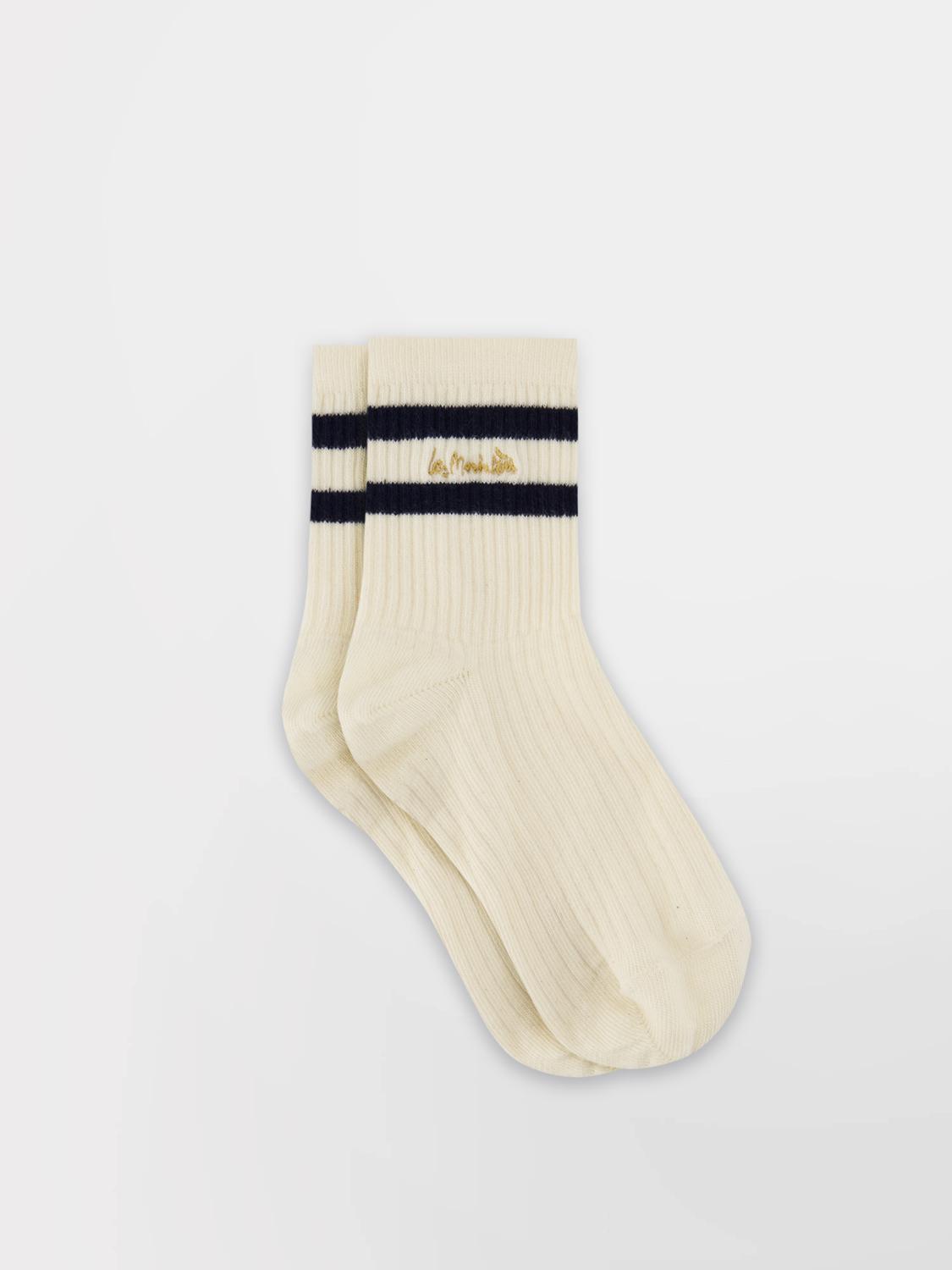 Chaussette Femme Textile Craie et Marine LOUASOC