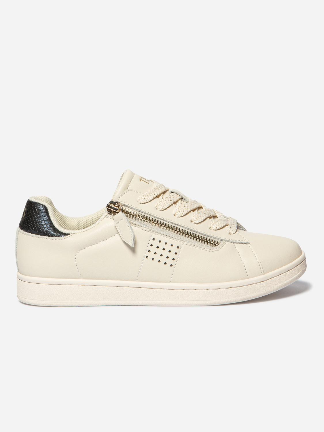 Baskets Femme Zippées Cuir Beige LORAZIP Baskets Femme Zippées Cuir Beige LORAZIP