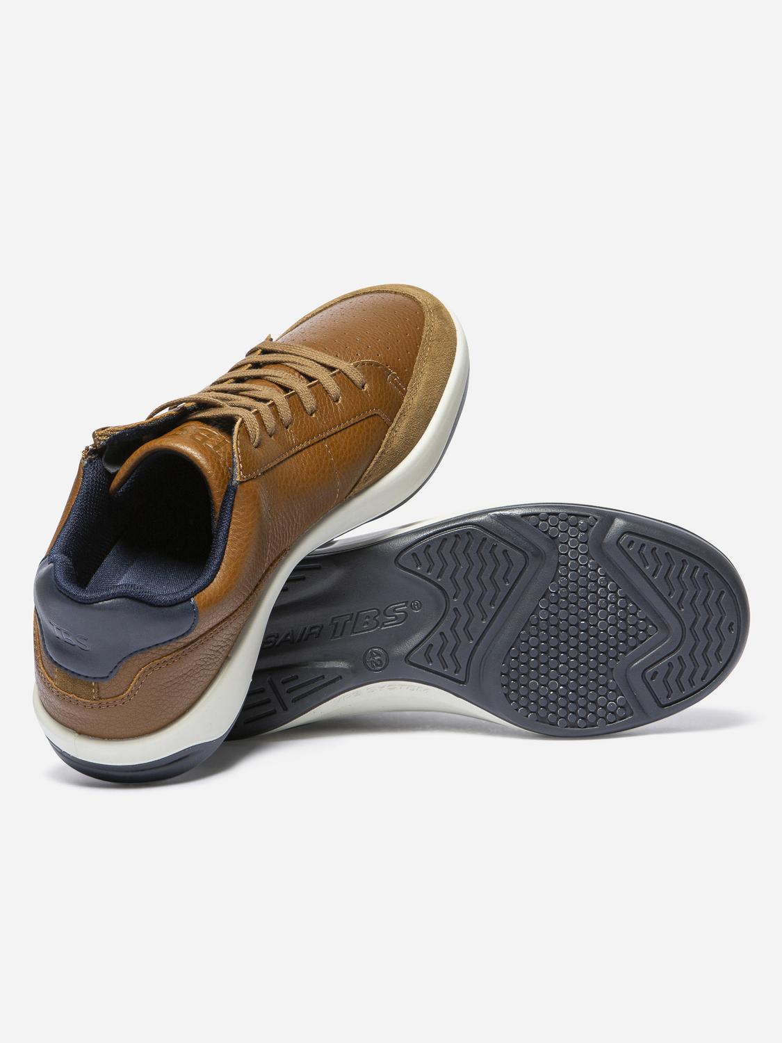 Baskets Homme Zippée Fabriquées en France Cuir Marron ALLZIPP