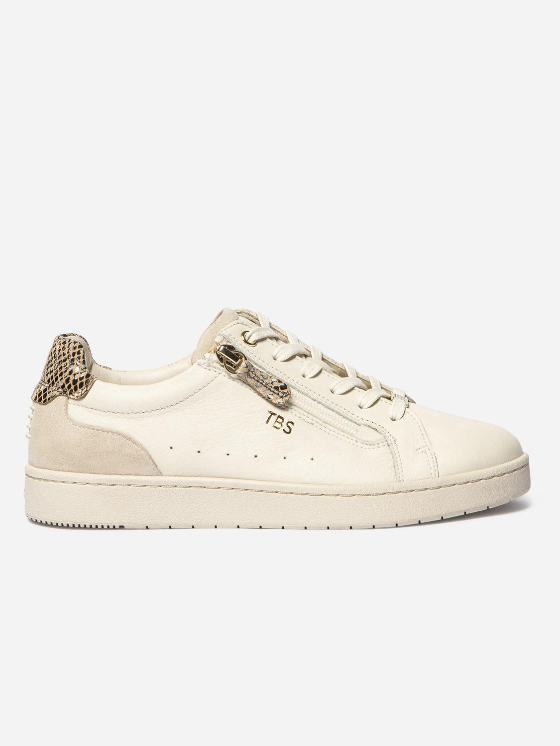 Tennis en toile femme off-white et python VINISIA