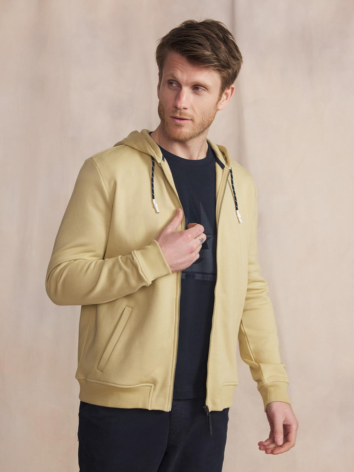 Sweat zippé Manches Longues Beige JULINZIP