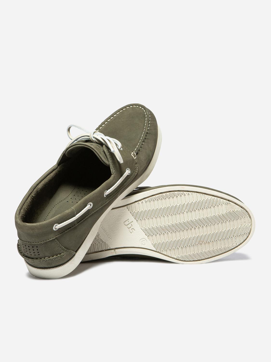 Chaussures Bateau Homme Cuir Kaki