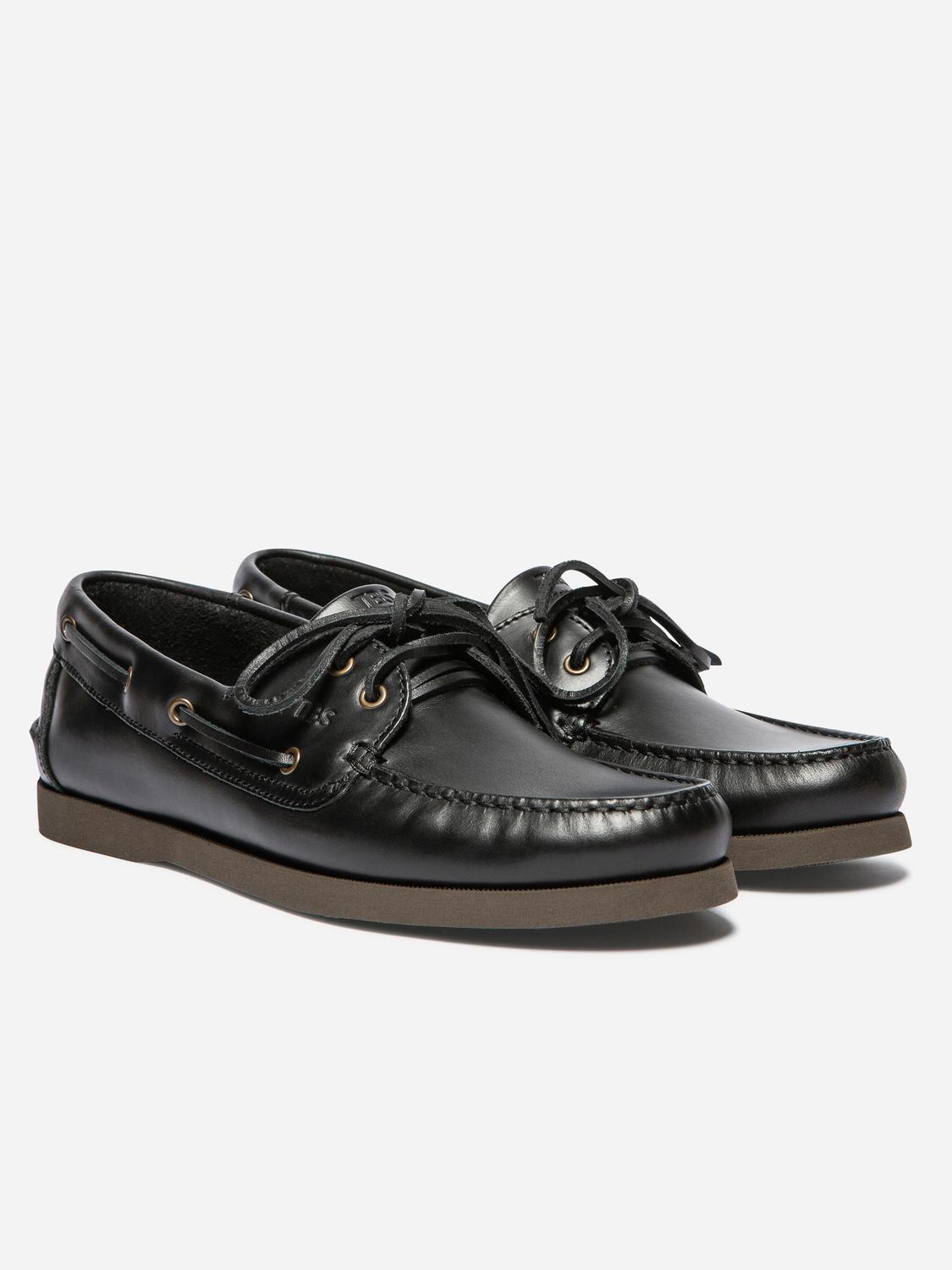 Chaussures Bateaux Homme Cuir Noir et Brun PHENIS
