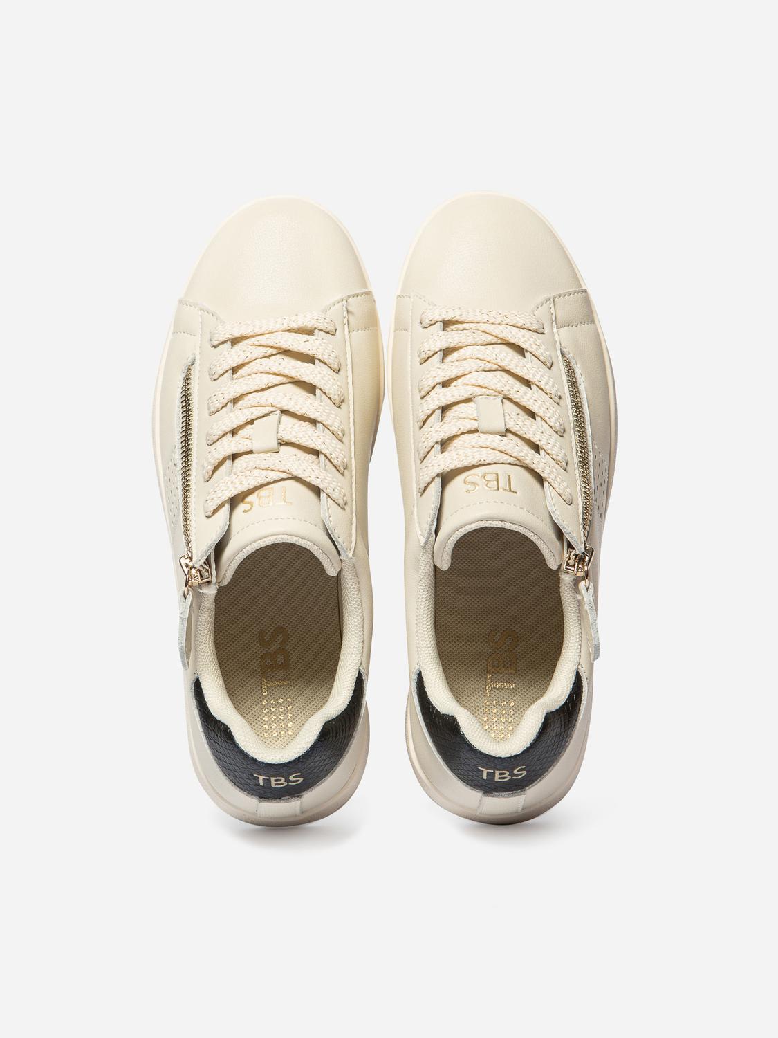 Baskets Femme Zippées Cuir Beige LORAZIP Baskets Femme Zippées Cuir Beige LORAZIP
