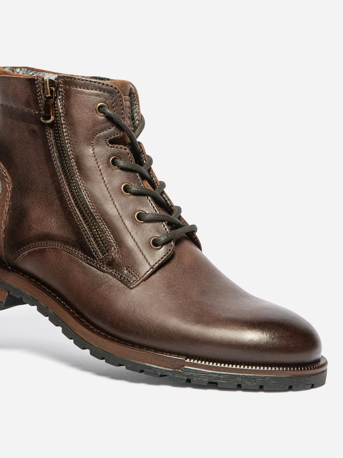 Bottines Homme Cuir Ebene et Marine THIERNO