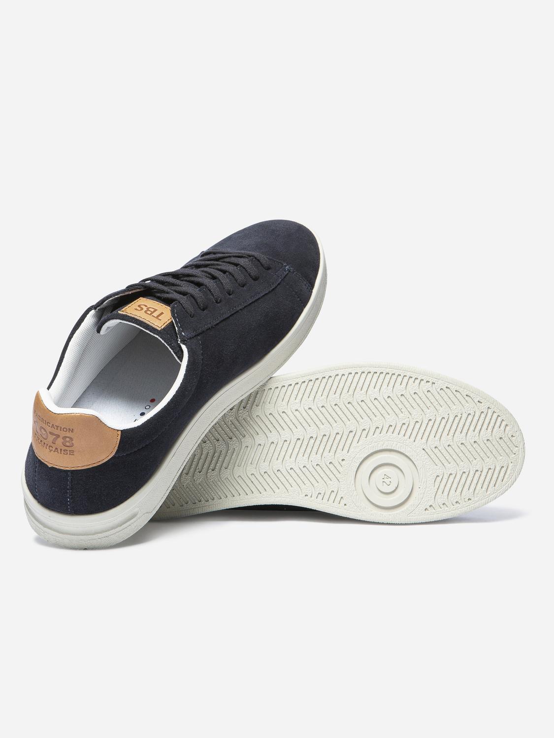 Baskets Homme Fabriquées En France Cuir Velours Marine