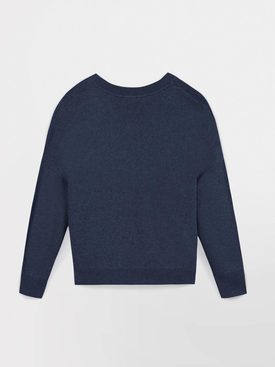 Pull Femme Tricot Col V Coton Laine Bleu ENOLAVER Pull Femme Tricot Col V Coton Laine Bleu ENOLAVER