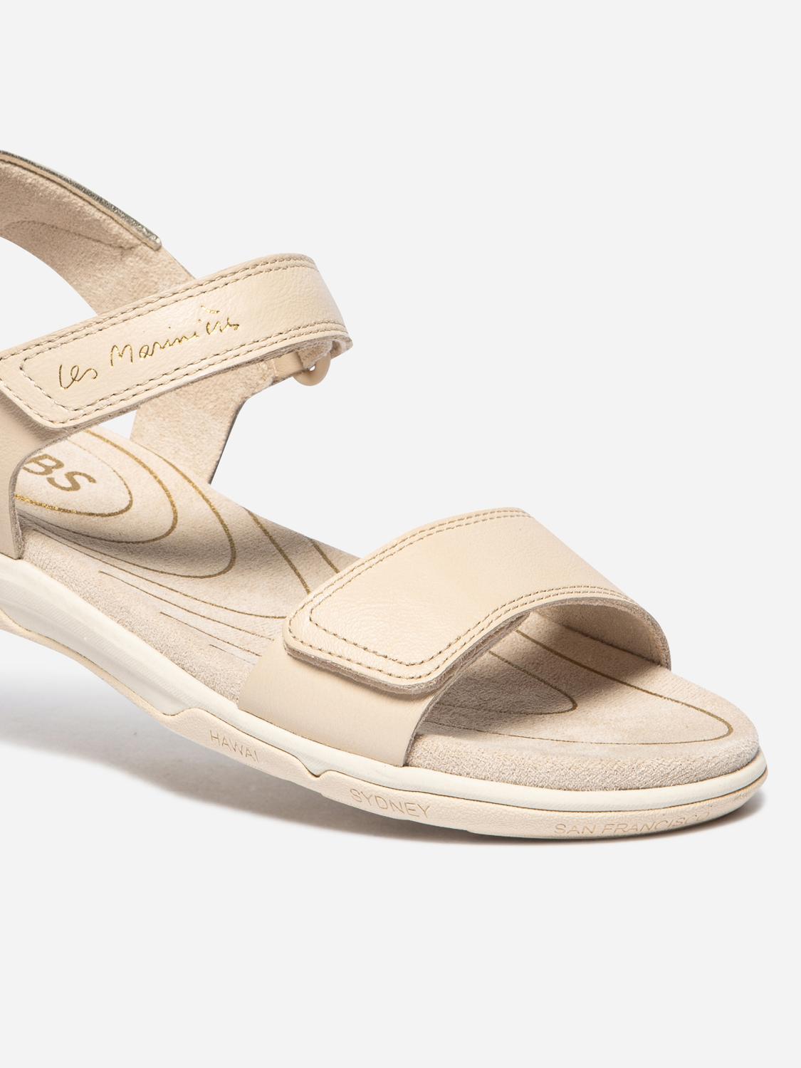 Sandales plates femme lin et champagne JAZSUNY