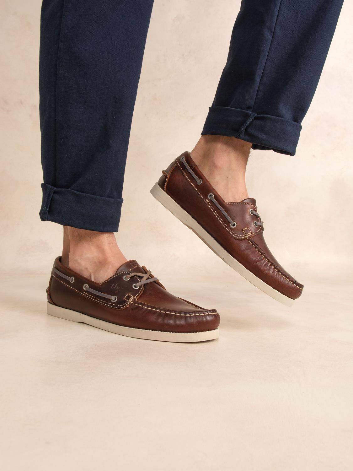 Chaussures Bateau Homme Cuir Acajou