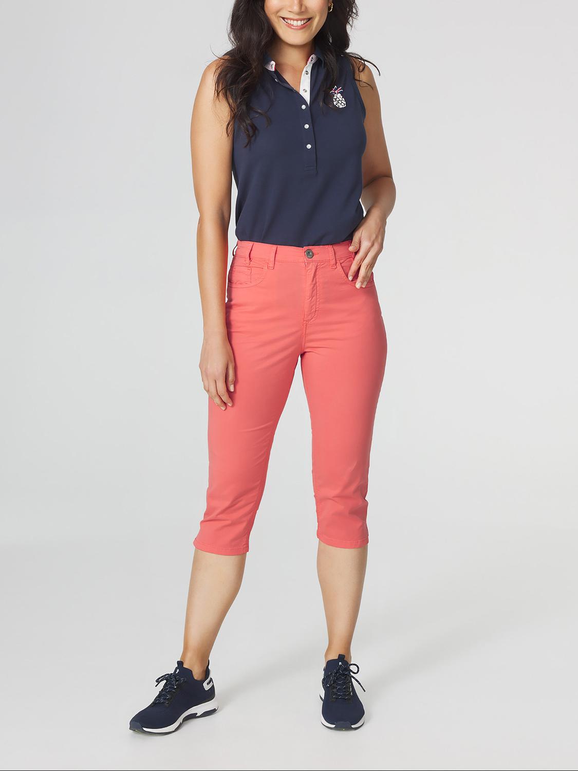 Corsaire Femme Ceinture Semi-élastiquée Rouge SANTACOR