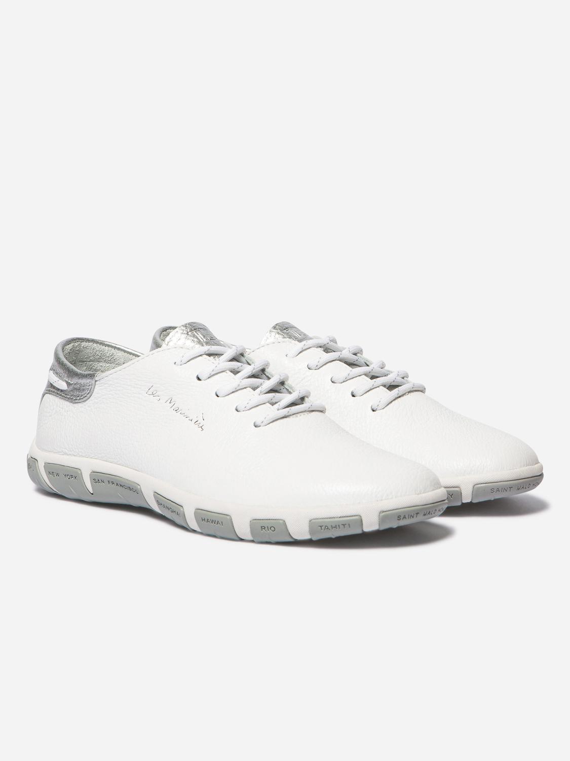 Women's leather sneakers Extra White and Silver JAZARU