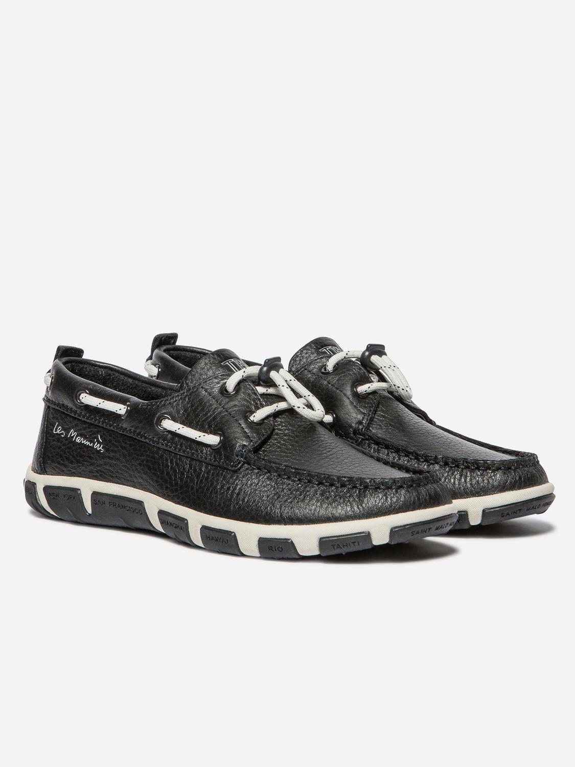 Chaussures Bateau Femme Cuir Marine