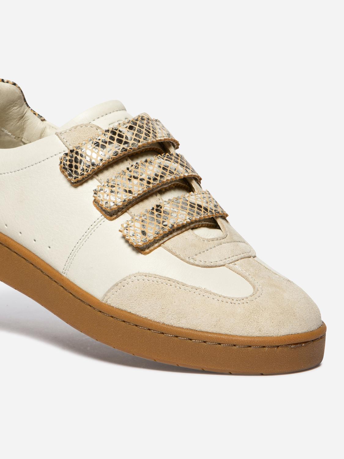 Women's leather sneakers Off-White and Python VANILLA