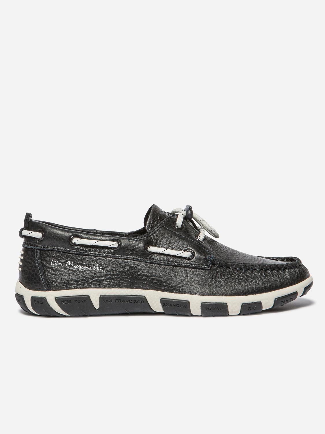 Chaussures Bateau Femme Cuir Marine