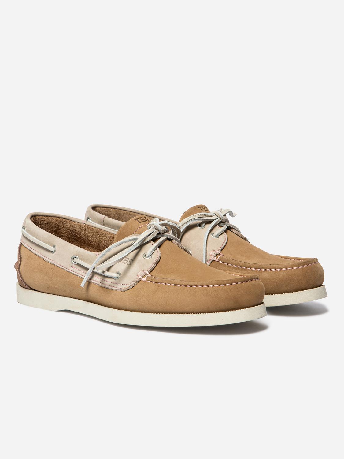 Chaussures bateau homme tan et beige et rose PHENIS