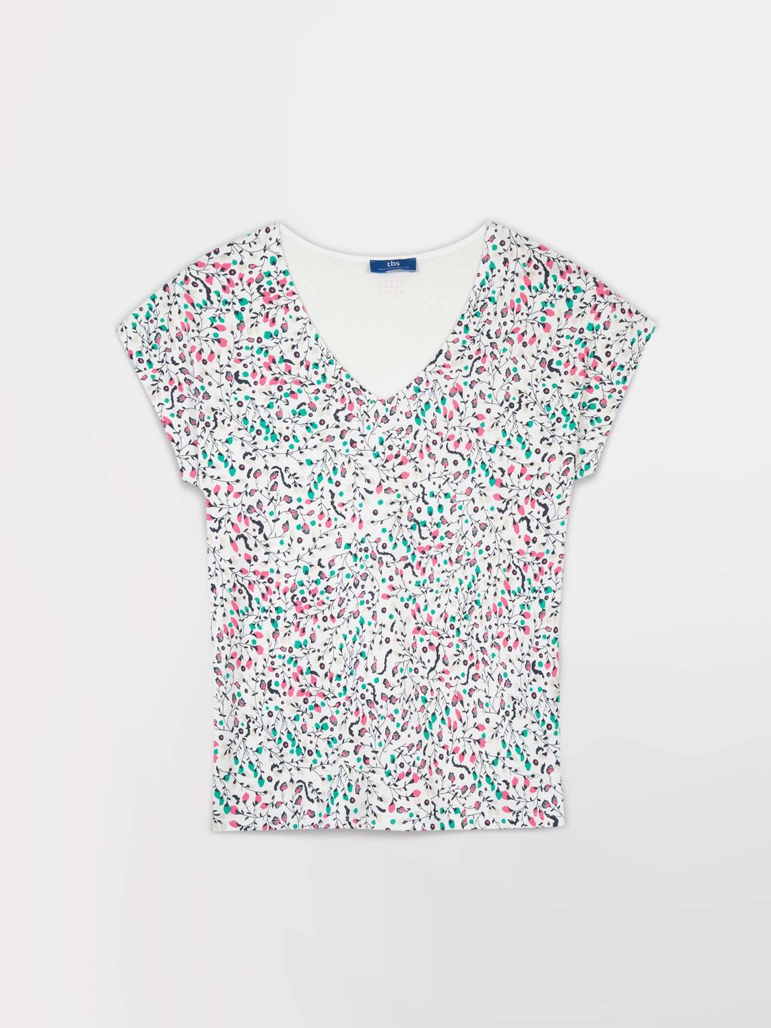Tee Shirt Femme Coton Biologique Motif Floral Multico