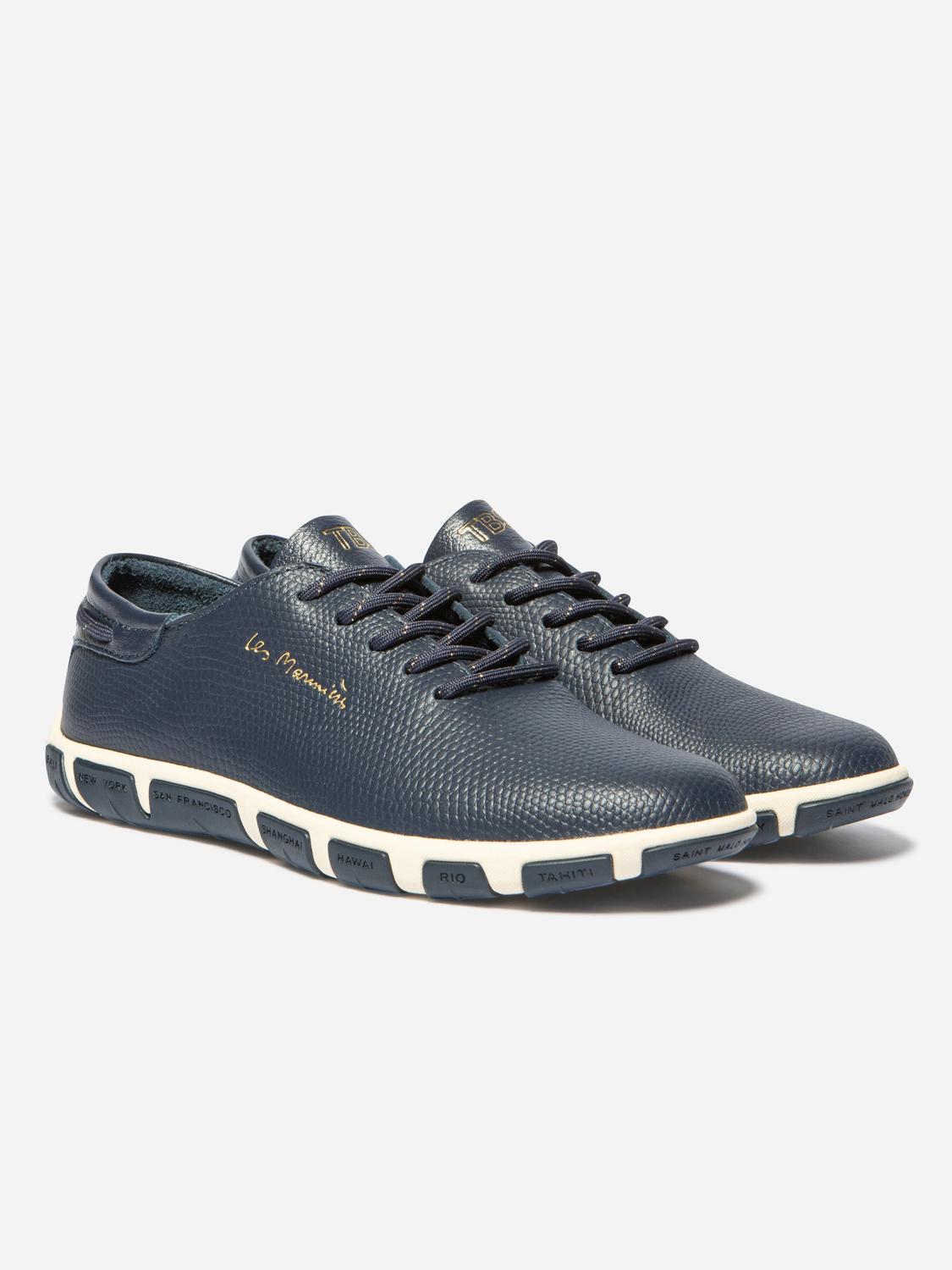 Tennis Femme Confort Cuir Python Bleu JAZARU Tennis Femme Confort Cuir Python Bleu JAZARU