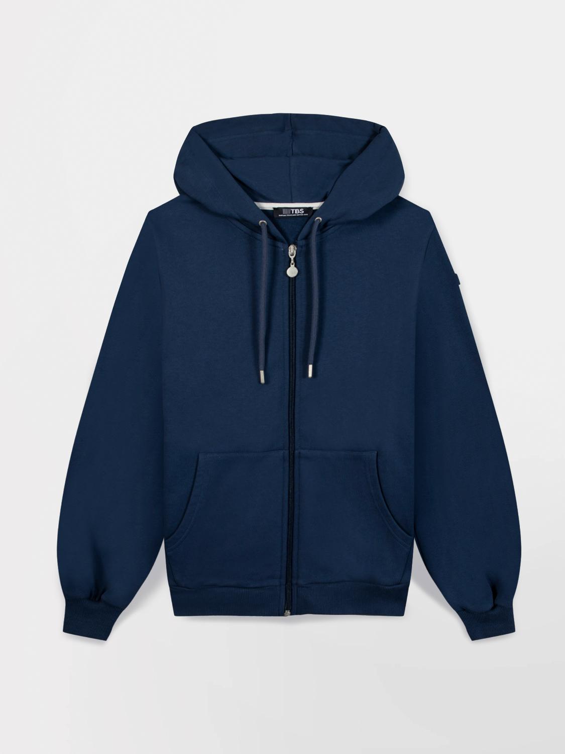Sweat à capuche zip bleu marine Debrazip