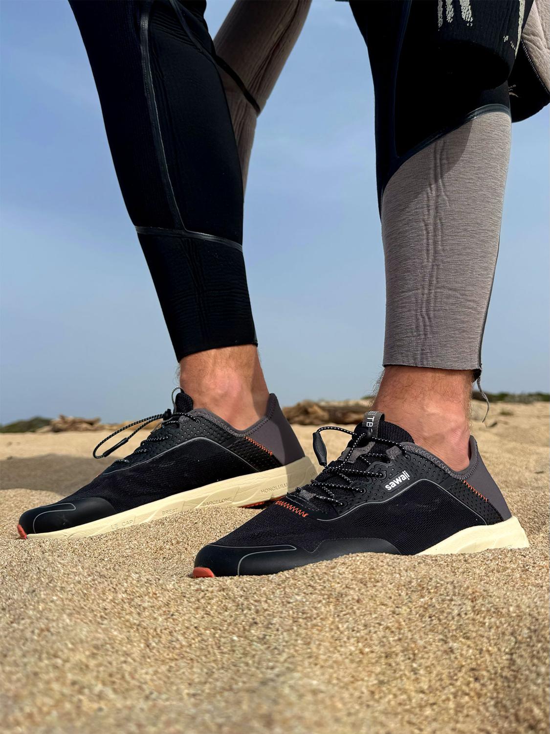 Chaussure homme avec évacuation de l'eau noir et gris SAWALI