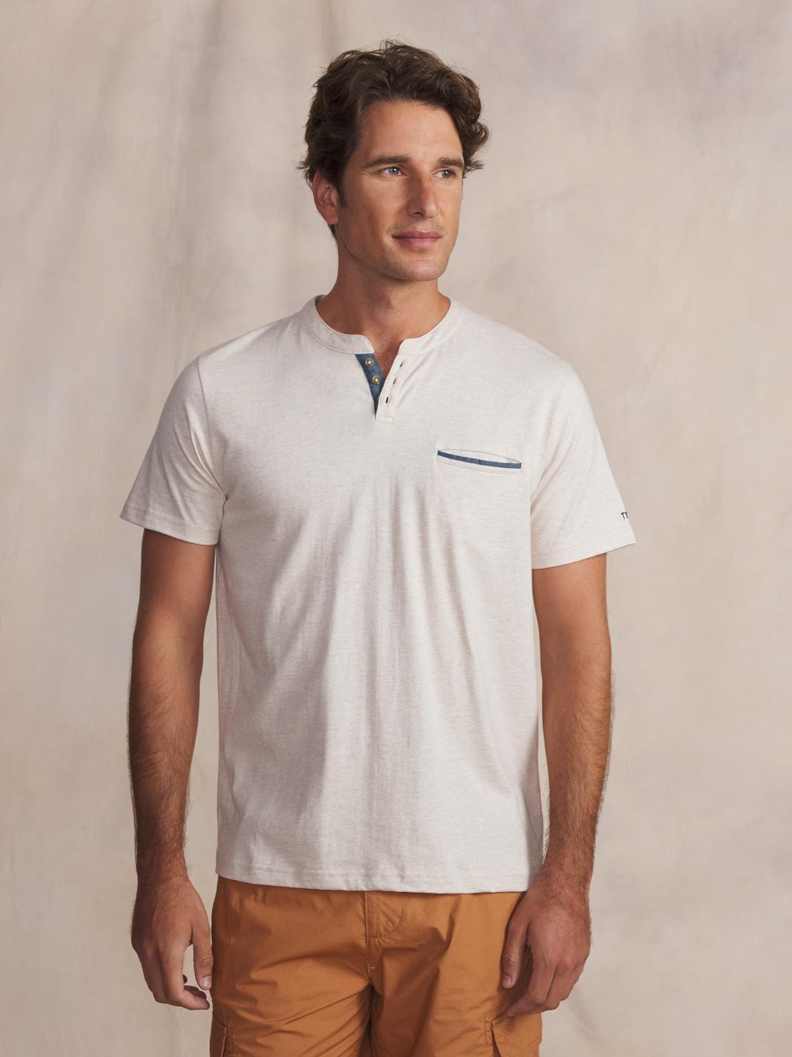 Tee-shirt en maille homme beige chine BLAKETEE