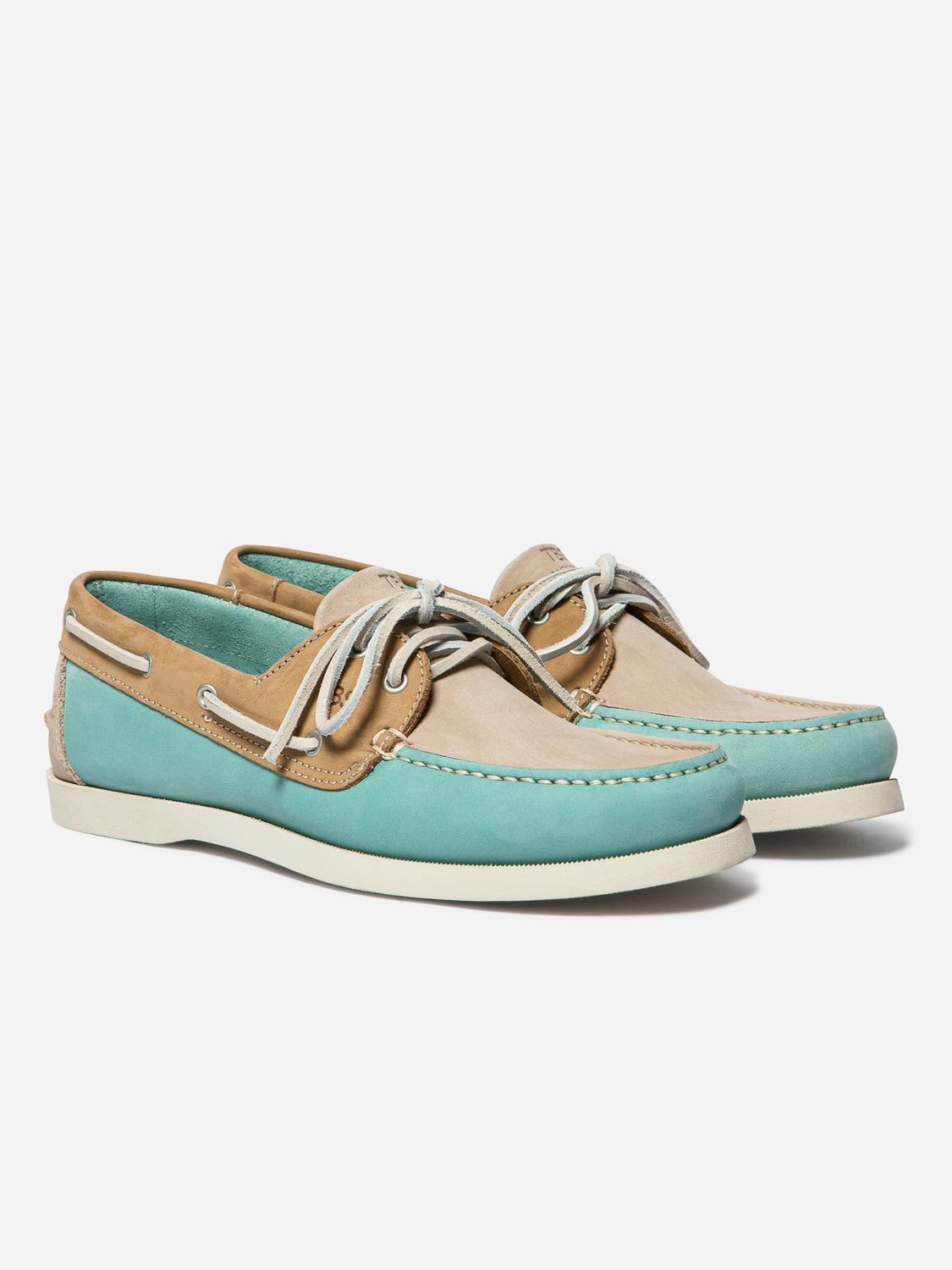 Men's boat shoes Water Green and Tan PHENIS