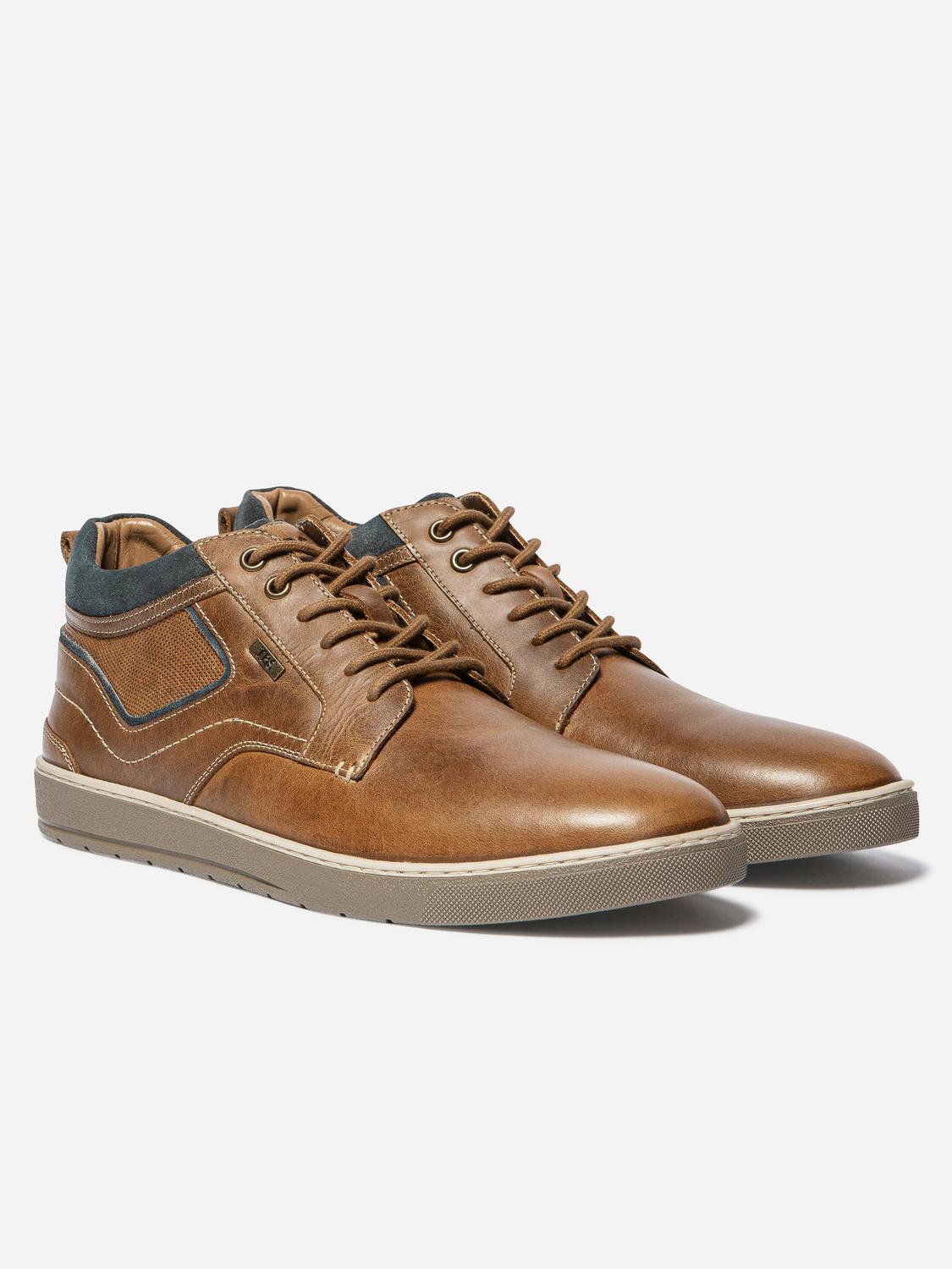 Bottines Homme Cuir Cognac et Marine RINALDO