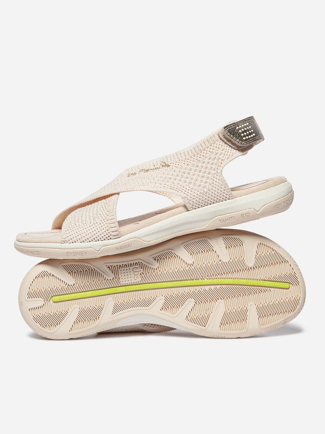 Sandales Femme Légères Textile Recyclé Beige