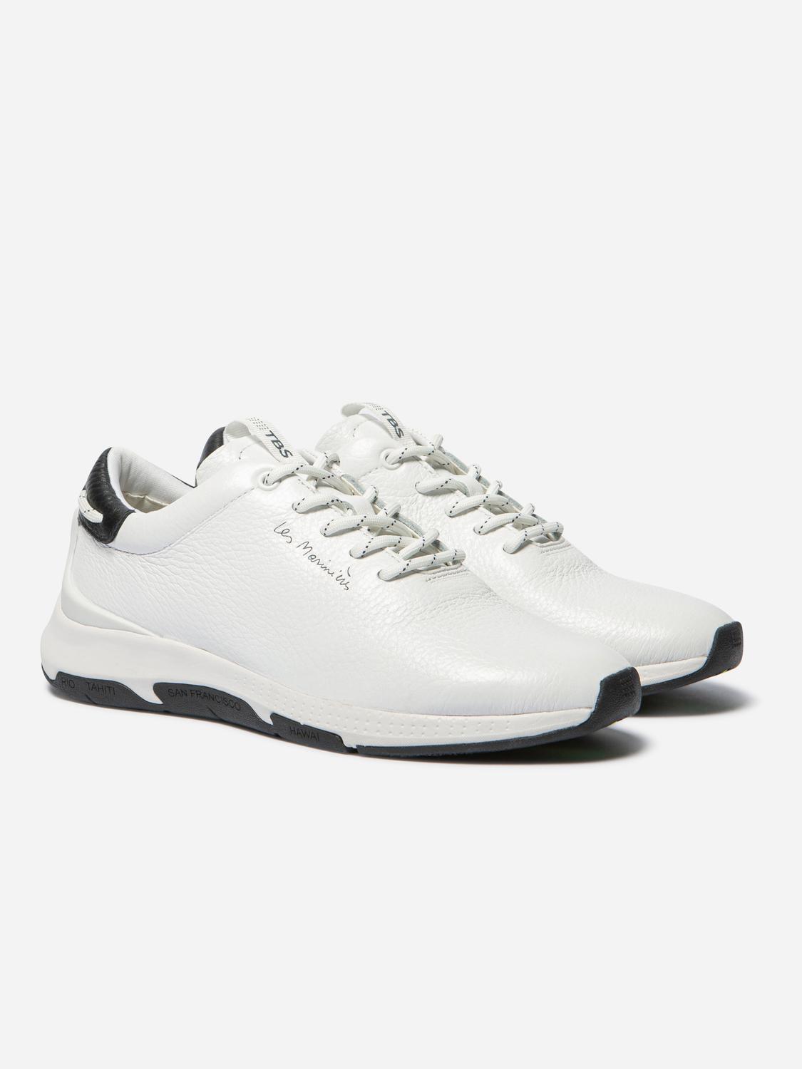 Tennis Femme Confort Cuir Blanc