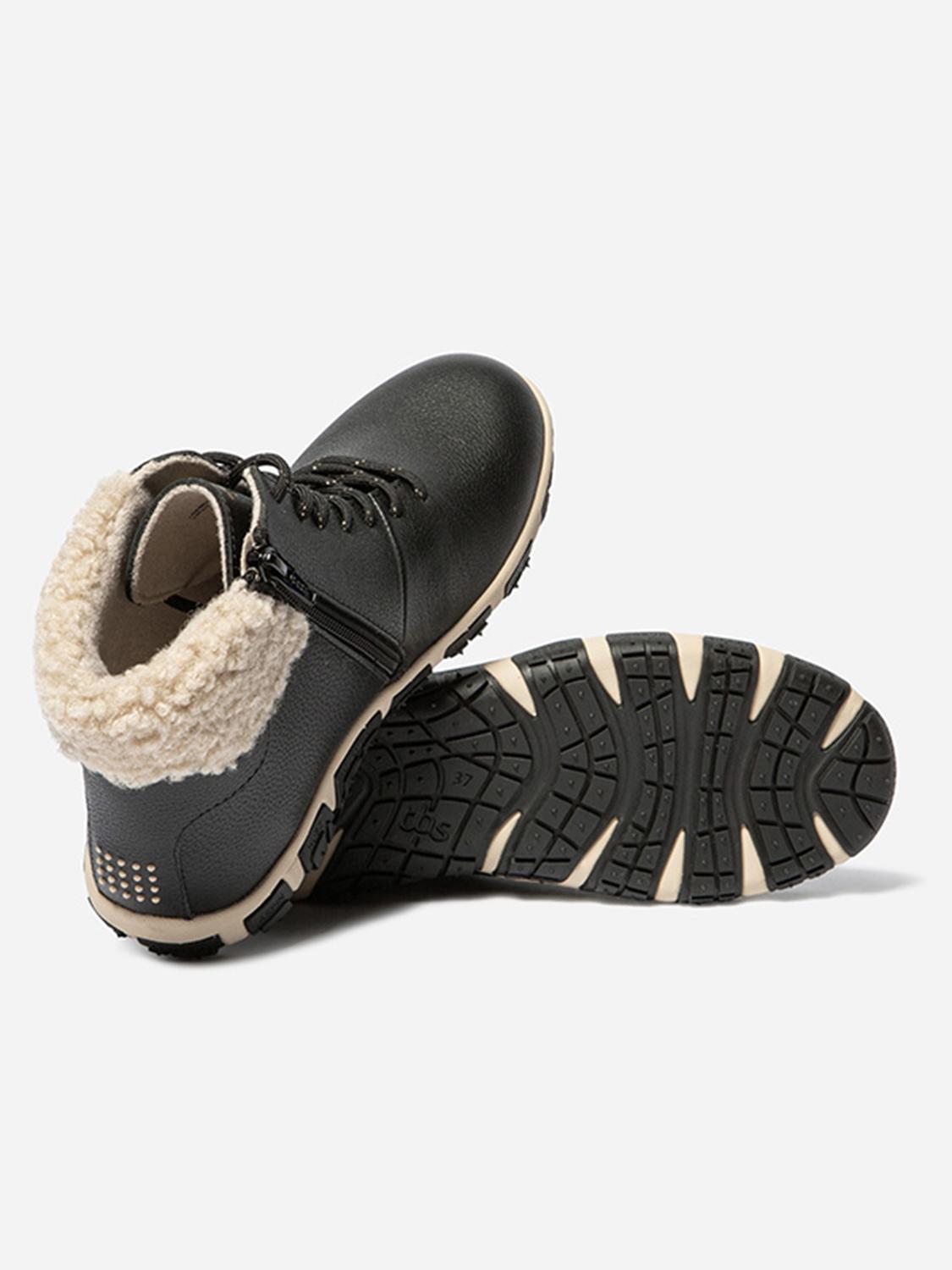 Boots Femme Doublée Feutrine Cuir Noir JANISSA
