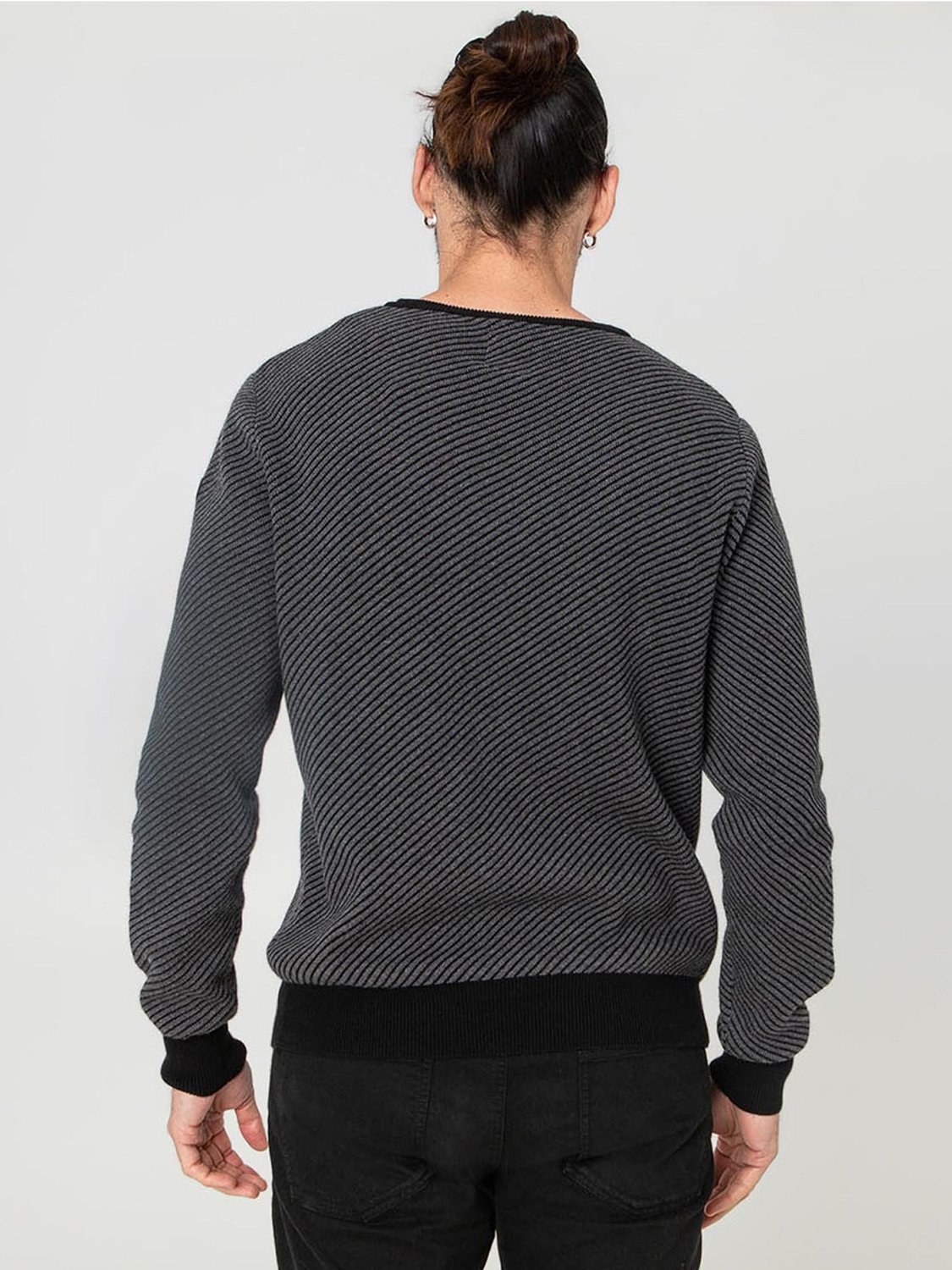 Pull Homme A Rayures Gris & Noir