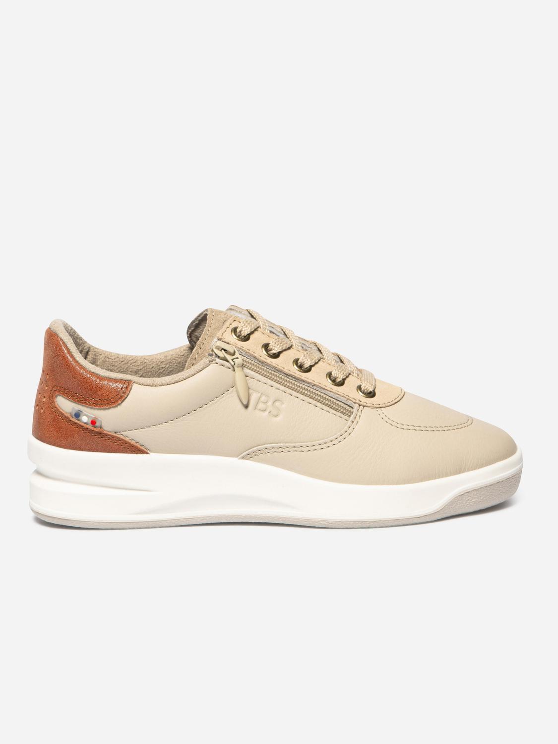 Tennis en cuir femme beige et rouille BRAZIP