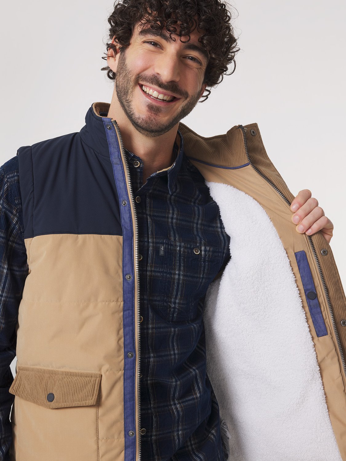 Doudoune Sans Manches Imperméable Beige et Marine GABIESAN