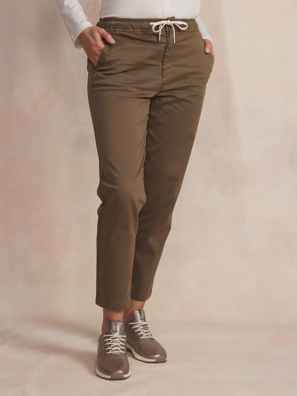 Pantalon Femme Stretch Ceinture Elastiquée Marron NATTYJOG Pantalon Femme Stretch Ceinture Elastiquée Marron NATTYJOG