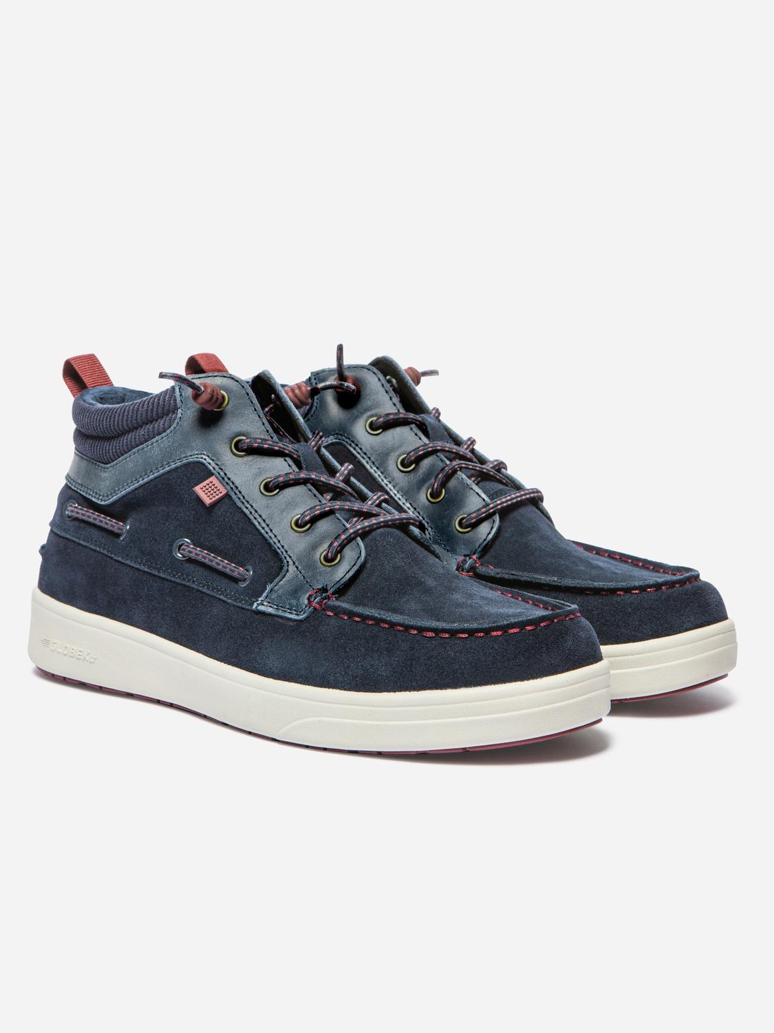 Bottines Homme Doublée Textile Cuir Navy et Synagot GEOMIDE