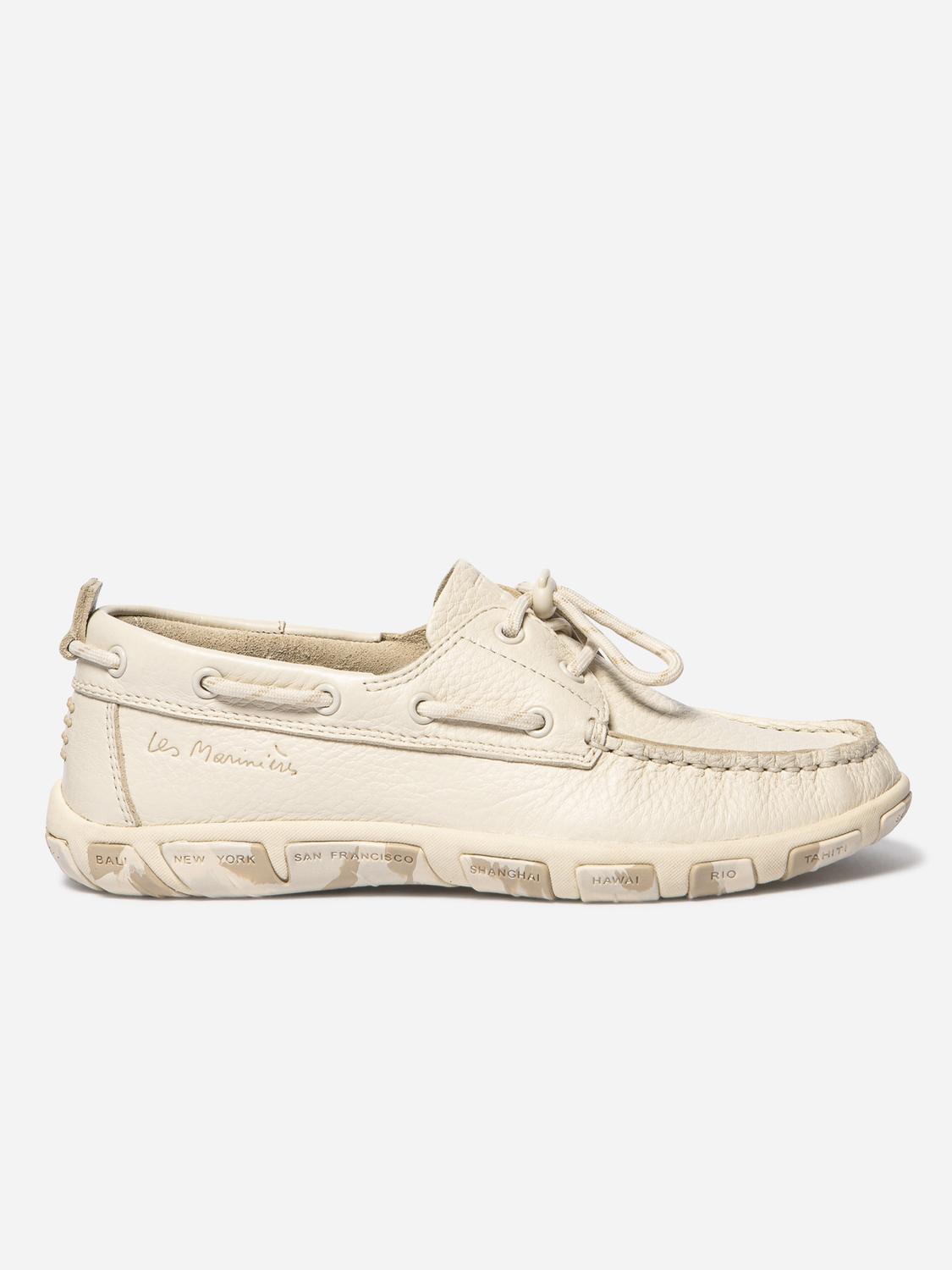 Chaussures bateau femme ecru camo JANAELE