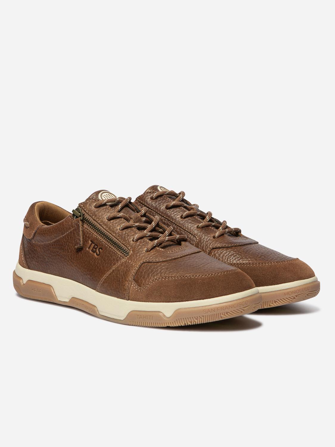 Tennis Homme Doublée Textile Cuir Tabac GEDEZIP