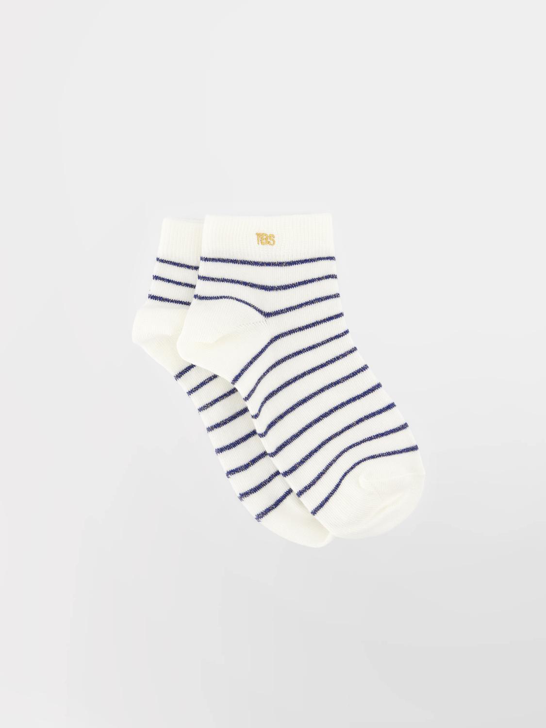 Women's Short White and Navy Socks LOWLUXY
