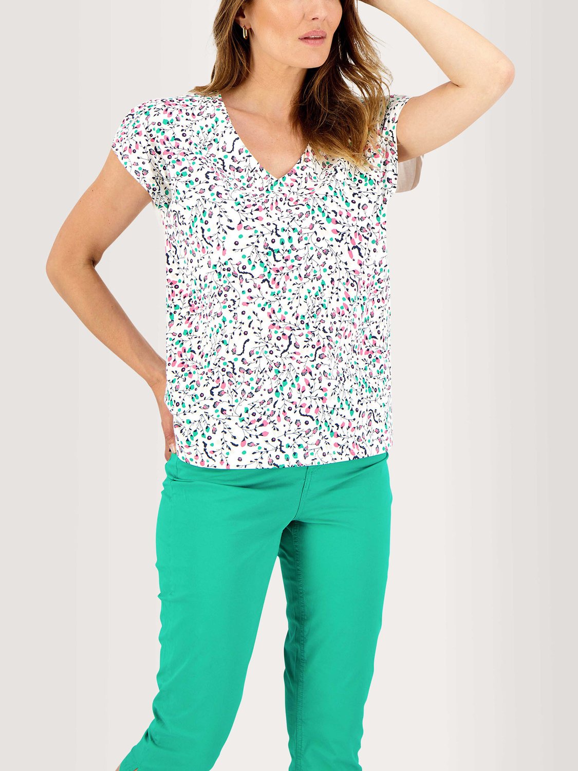 Tee Shirt Femme Coton Biologique Motif Floral Multico