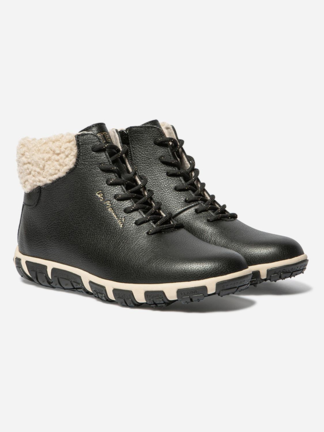 Boots Femme Doublée Feutrine Cuir Noir JANISSA