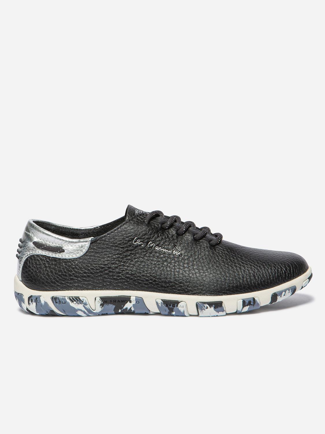 Tennis Femme Cuir Camo Marine Silver JAZARU