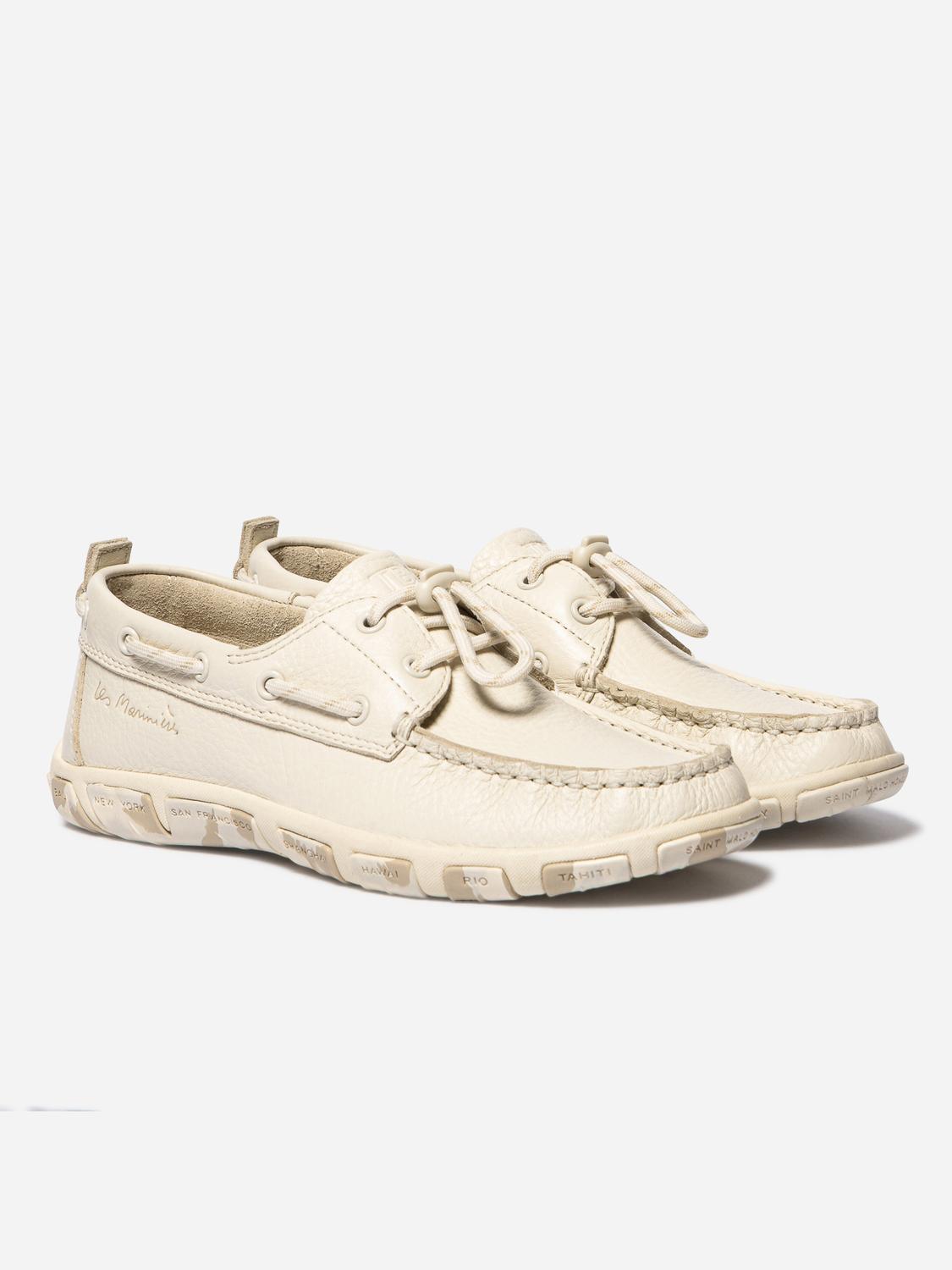 Chaussures bateau femme ecru camo JANAELE